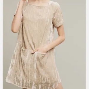 Anthropologie Floreat Champagne Velvet Dress - size Extra Small